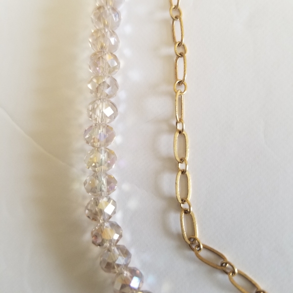 Niquea.D Paperclip Chain Necklace with Crystals and Charms, Gold-tone, NWT - Picture 3 of 9